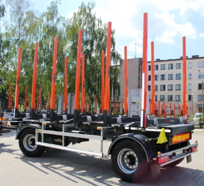 2-Axle Trailer with a Floor, Sliding Stakes with Goose Neck