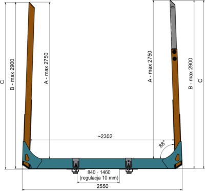 rysunek techniczny kłonicy