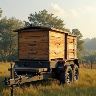 przyczepa z zapakowanymi ulami
